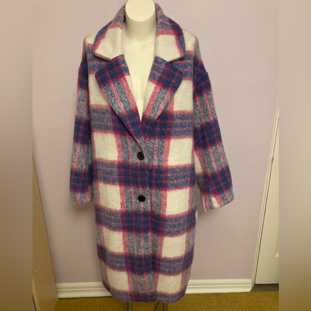 Plaid long jacket